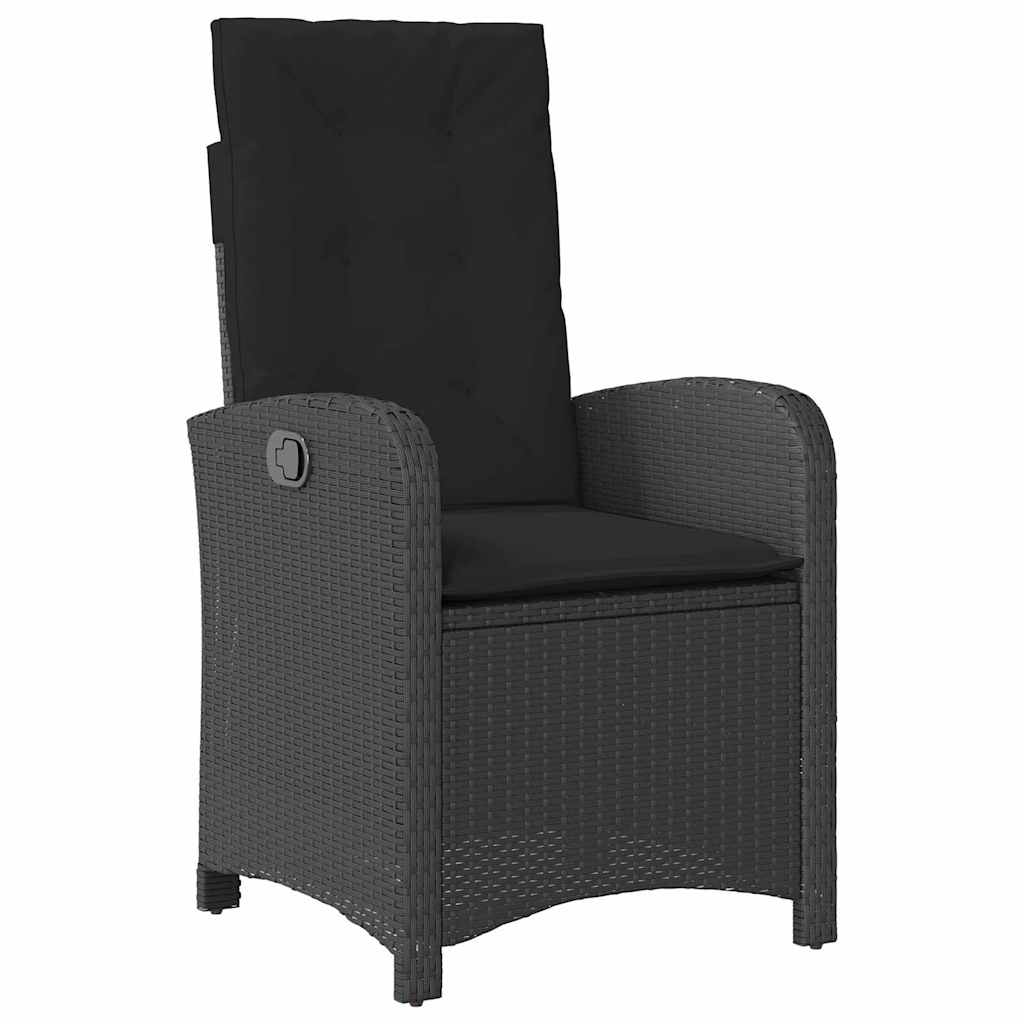 Set da Pranzo per Giardino con cuscino 7 pcs Nero polyrattan | homemem39