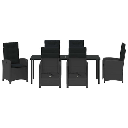 Set da Pranzo per Giardino con cuscino 7 pcs Nero polyrattan | homemem39