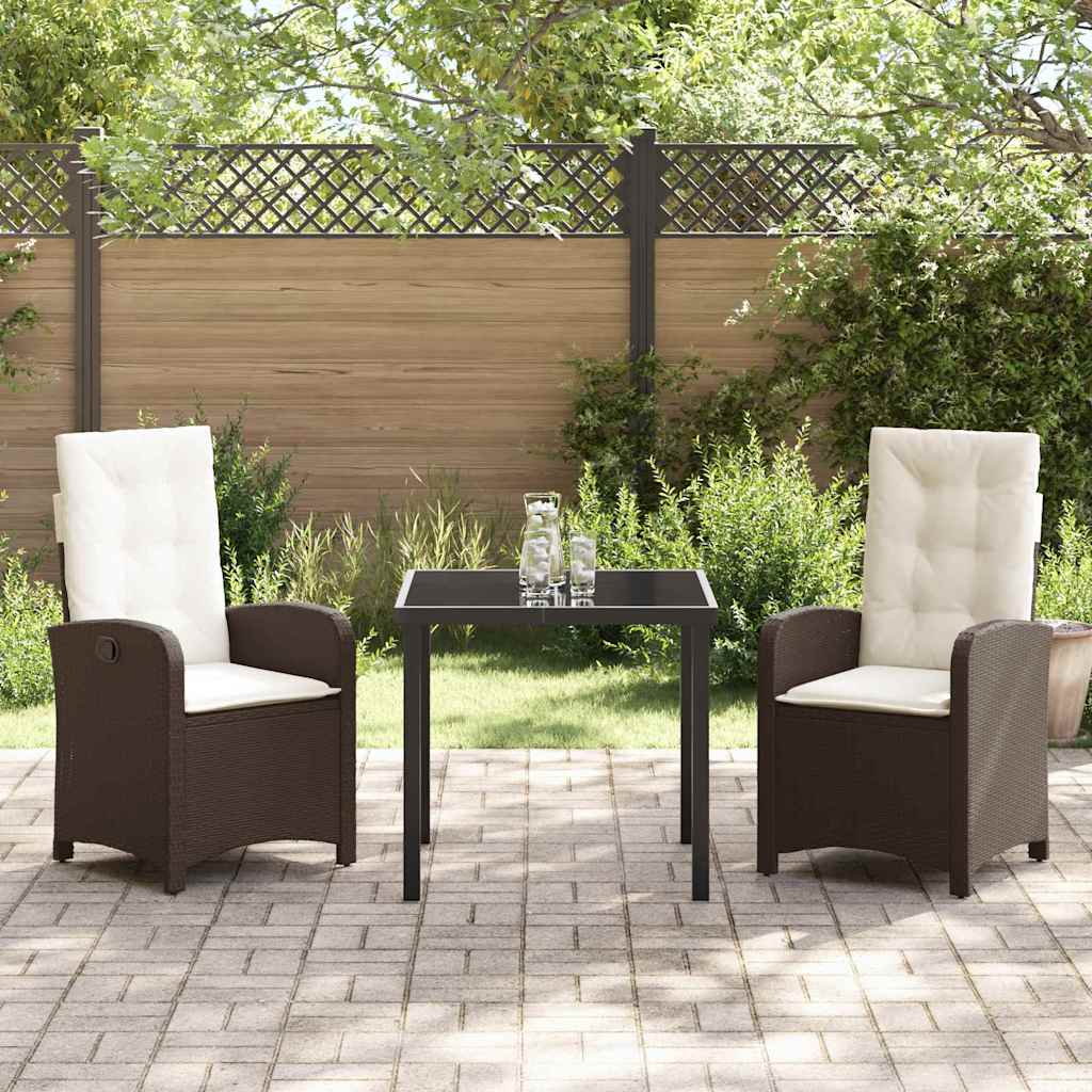 Set da Pranzo per Giardino 3 pcs Marrone polyrattan - homemem39