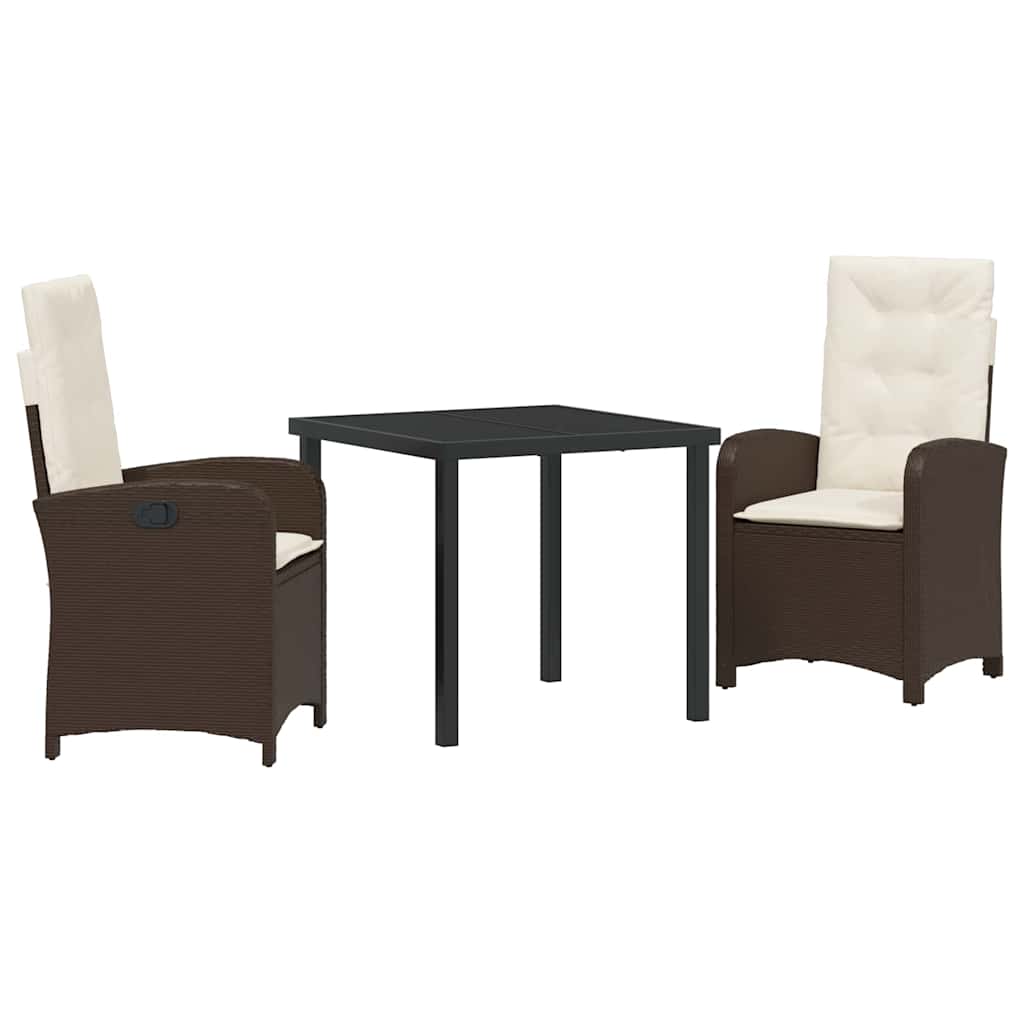 Set da Pranzo per Giardino 3 pcs Marrone polyrattan - homemem39