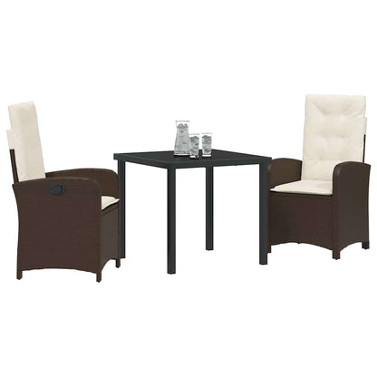 Set da Pranzo per Giardino 3 pcs Marrone polyrattan - homemem39