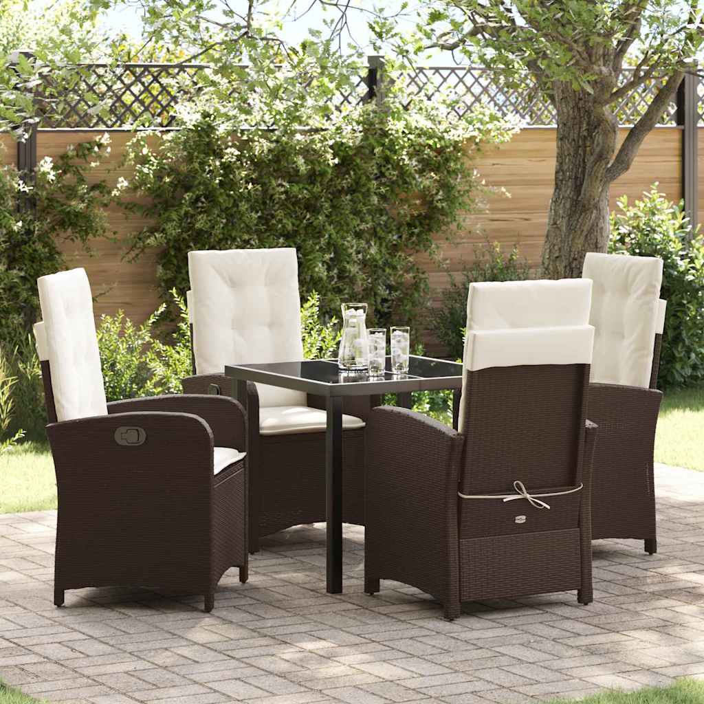 Set da Pranzo per Giardino 5 pcs Marrone polyrattan - homemem39