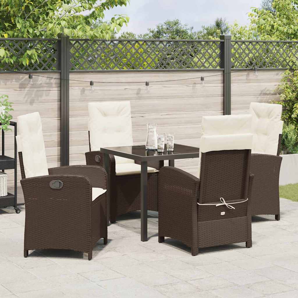 Set da Pranzo per Giardino 5 pcs Marrone polyrattan - homemem39