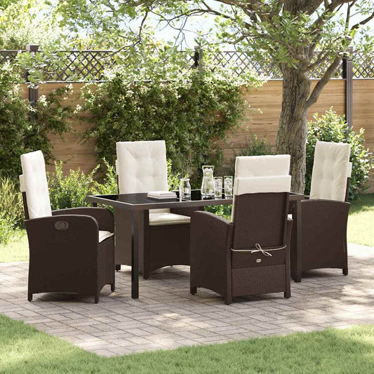 Set da Pranzo per Giardino 5 pcs Marrone polyrattan - homemem39