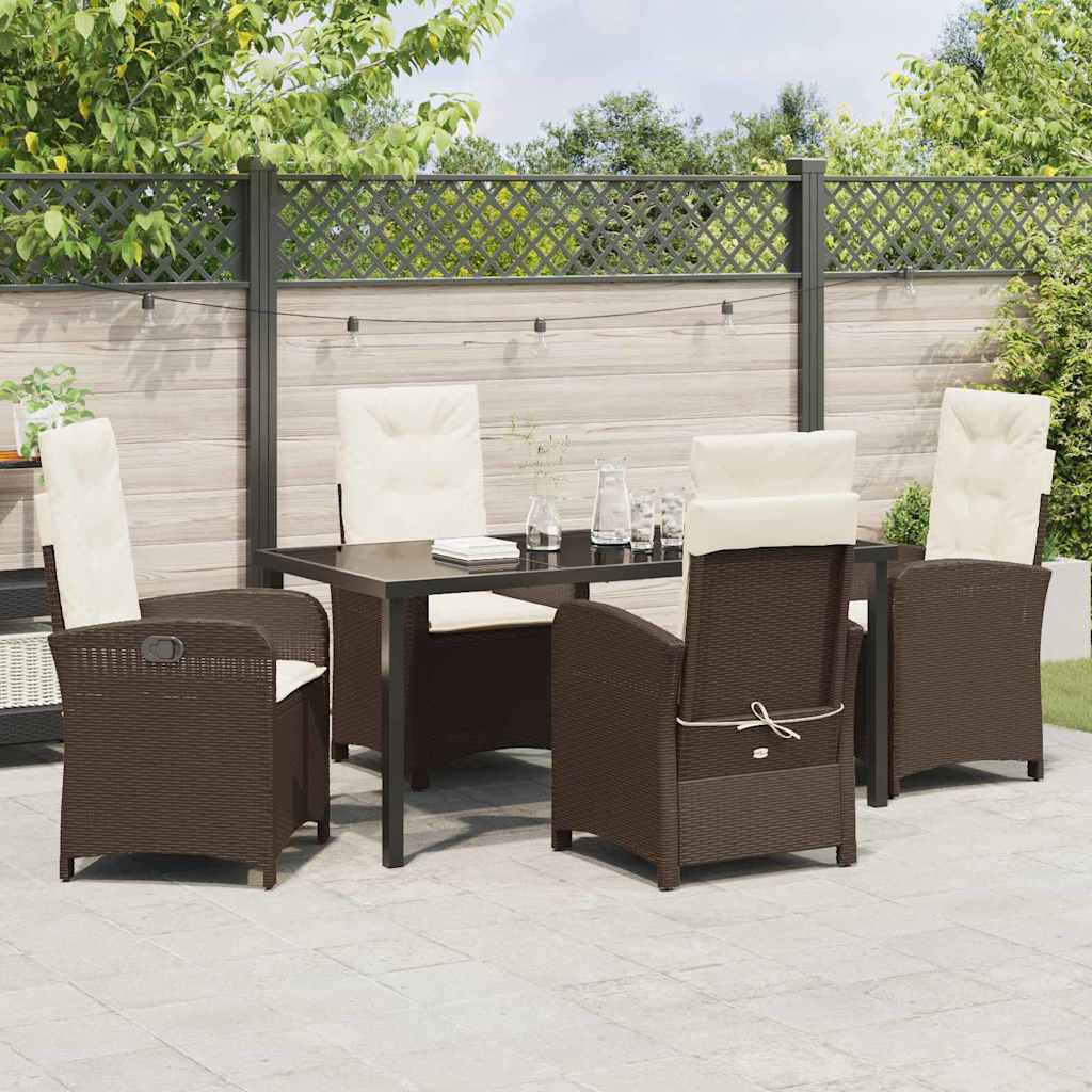 Set da Pranzo per Giardino 5 pcs Marrone polyrattan - homemem39