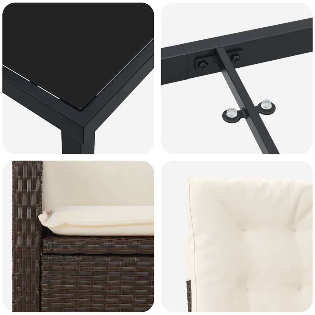 Set da Pranzo per Giardino 7 pcs Marrone polyrattan - homemem39