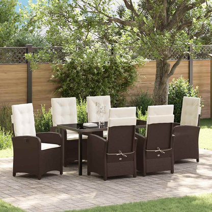 Set da Pranzo per Giardino 7 pcs Marrone polyrattan - homemem39