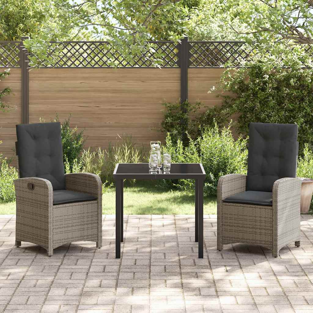 Set da Pranzo per Giardino 3 pcs Grigio polyrattan - homemem39