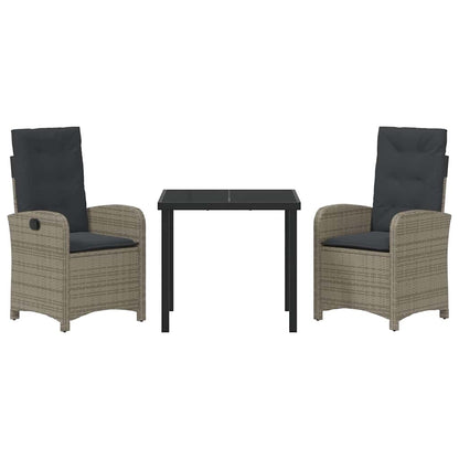 Set da Pranzo per Giardino 3 pcs Grigio polyrattan - homemem39