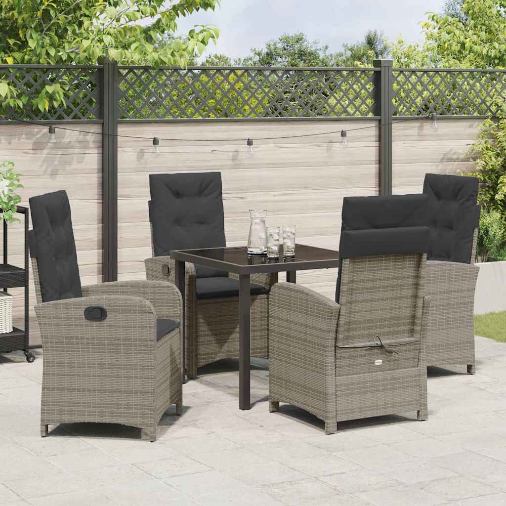 Set da Pranzo per Giardino 5 pcs Grigio polyrattan - homemem39