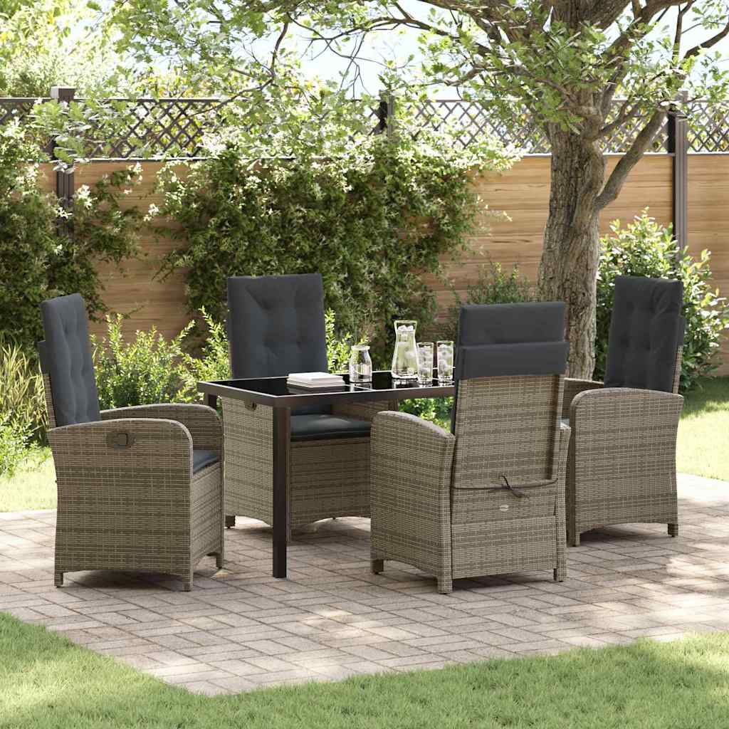 Set da Pranzo per Giardino 5 pcs Grigio polyrattan - homemem39