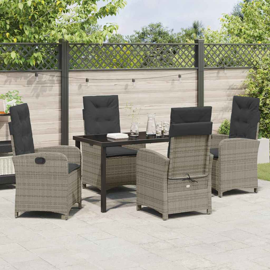 Set da Pranzo per Giardino 5 pcs Grigio polyrattan - homemem39