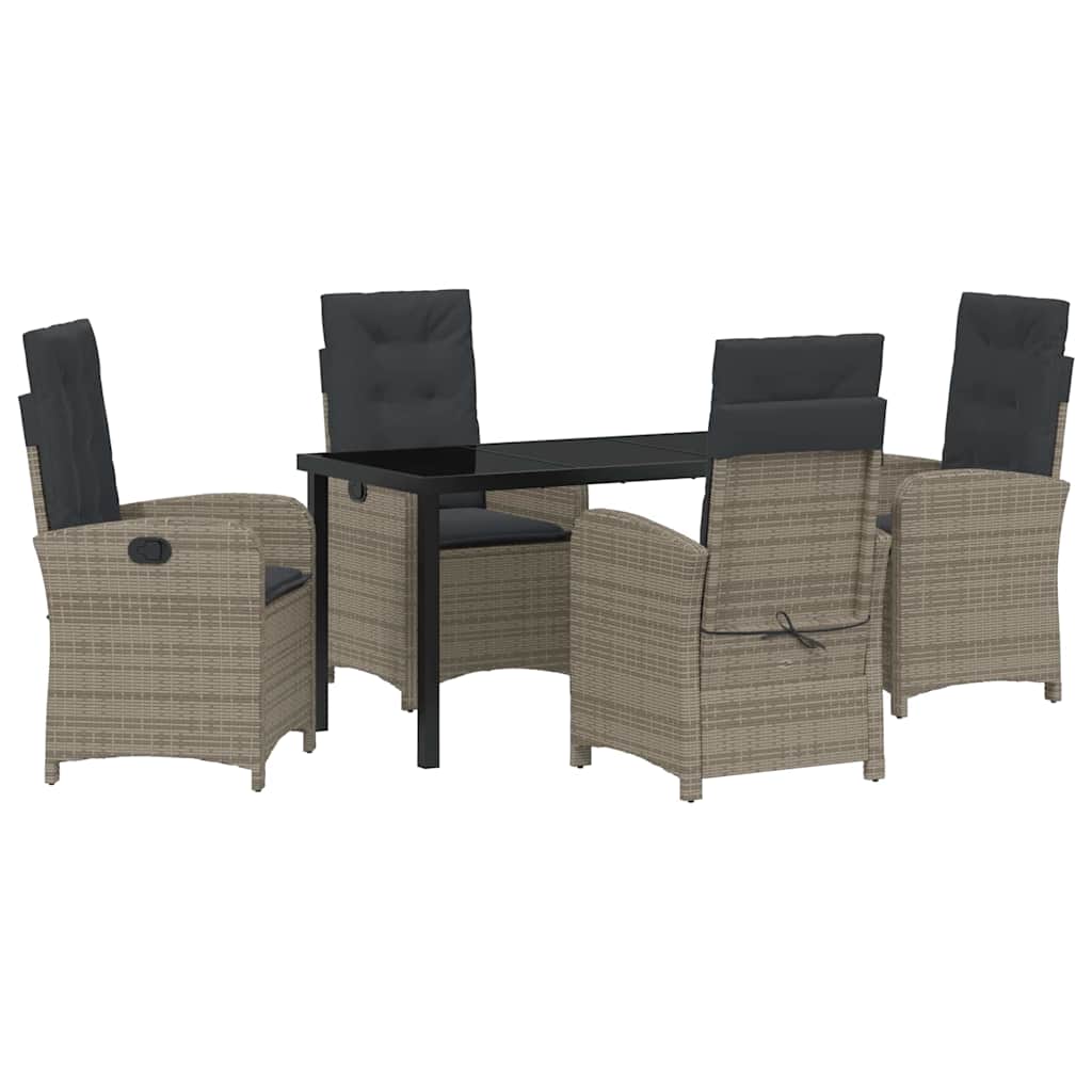 Set da Pranzo per Giardino 5 pcs Grigio polyrattan - homemem39