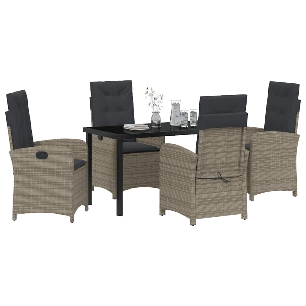 Set da Pranzo per Giardino 5 pcs Grigio polyrattan - homemem39