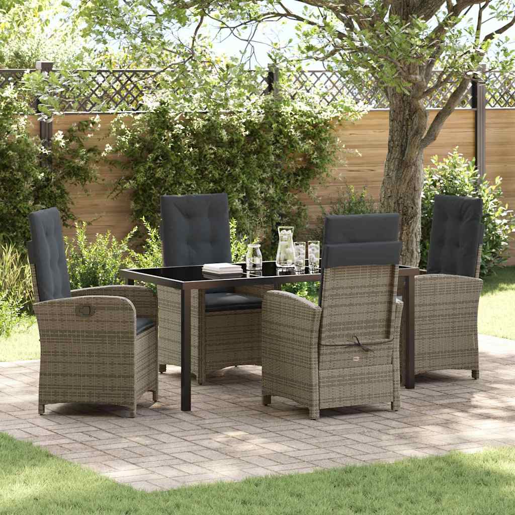 Set da Pranzo per Giardino 5 pcs Grigio polyrattan - homemem39