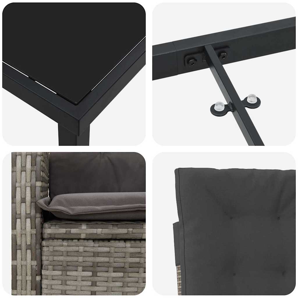 Set da Pranzo per Giardino 7 pcs Grigio polyrattan - homemem39