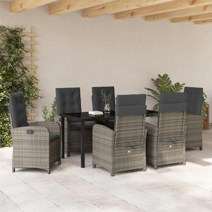 Set da Pranzo per Giardino 7 pcs Grigio polyrattan - homemem39