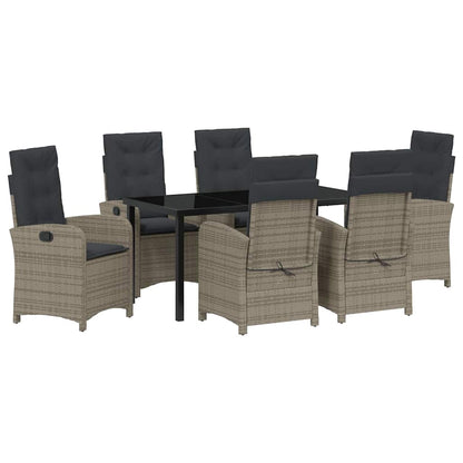 Set da Pranzo per Giardino 7 pcs Grigio polyrattan - homemem39