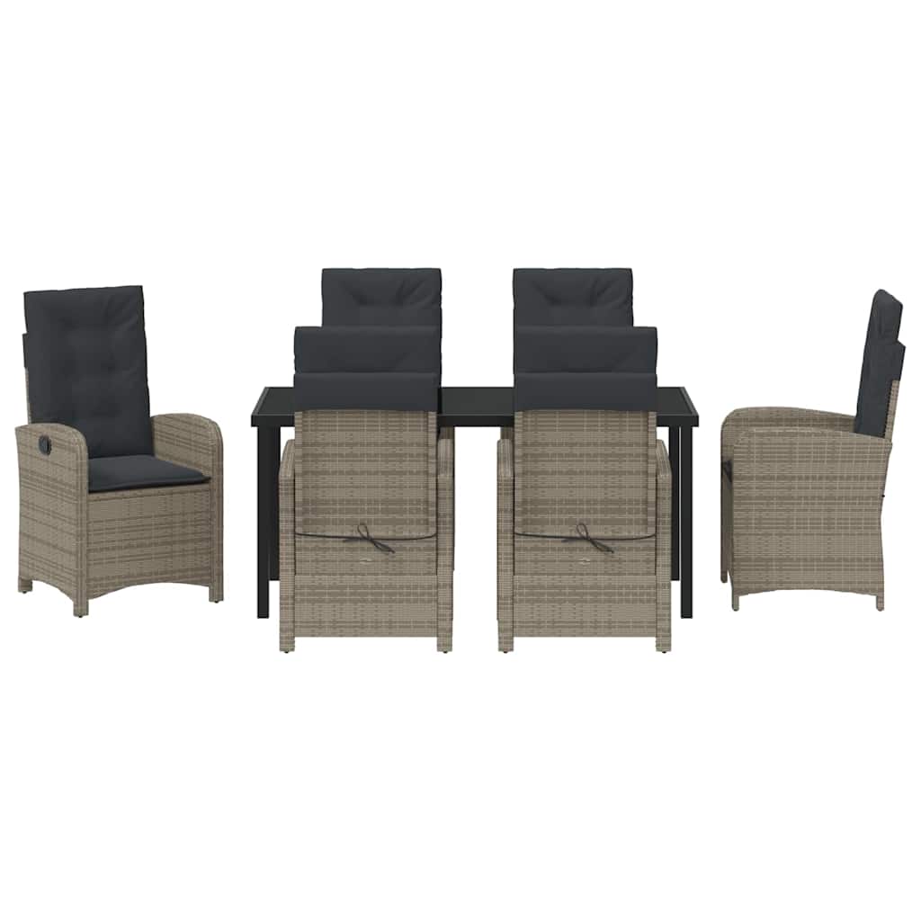 Set da Pranzo per Giardino 7 pcs Grigio polyrattan - homemem39