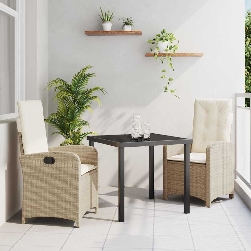 Set da Pranzo per Giardino 3 pcs Beige polyrattan - homemem39
