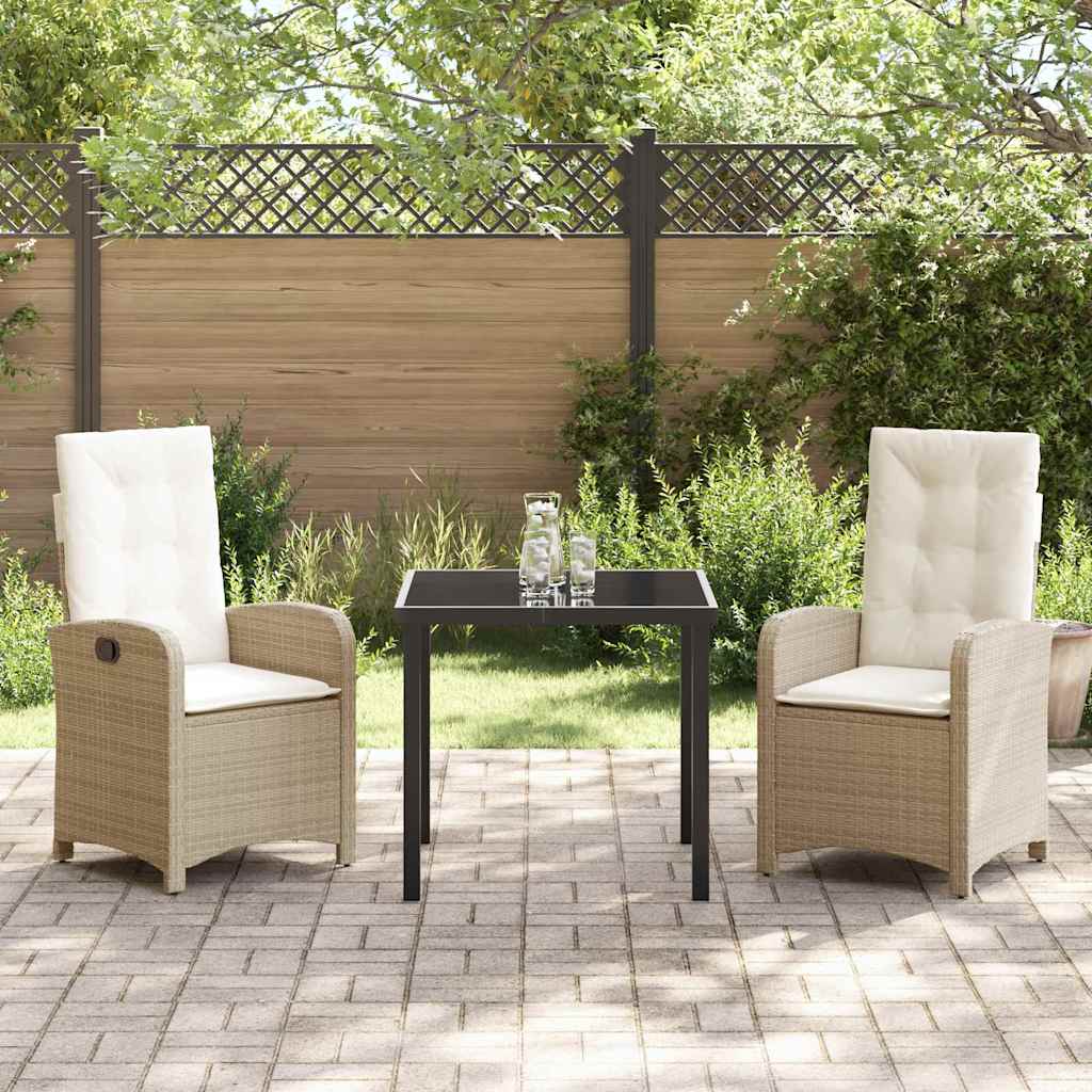 Set da Pranzo per Giardino 3 pcs Beige polyrattan - homemem39