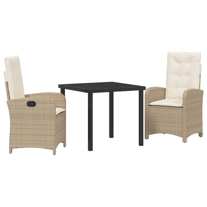 Set da Pranzo per Giardino 3 pcs Beige polyrattan - homemem39