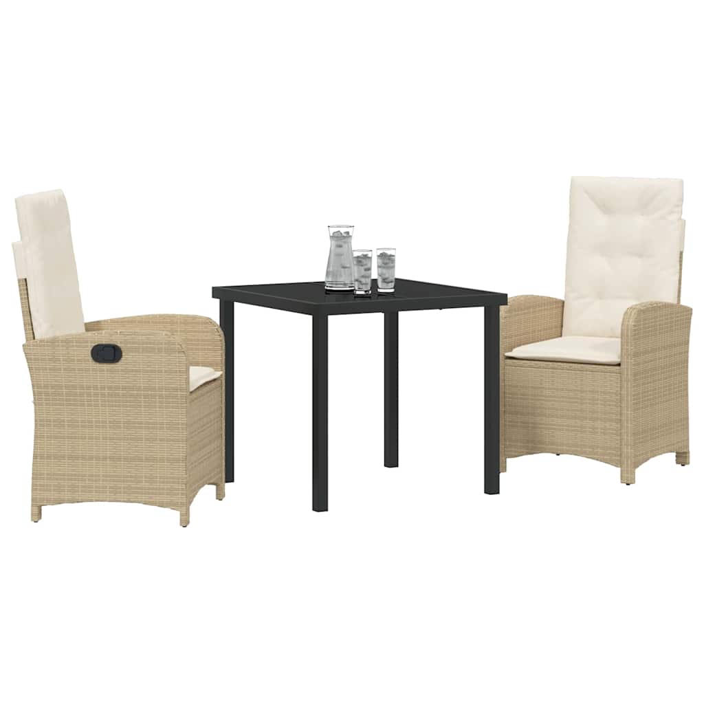 Set da Pranzo per Giardino 3 pcs Beige polyrattan - homemem39