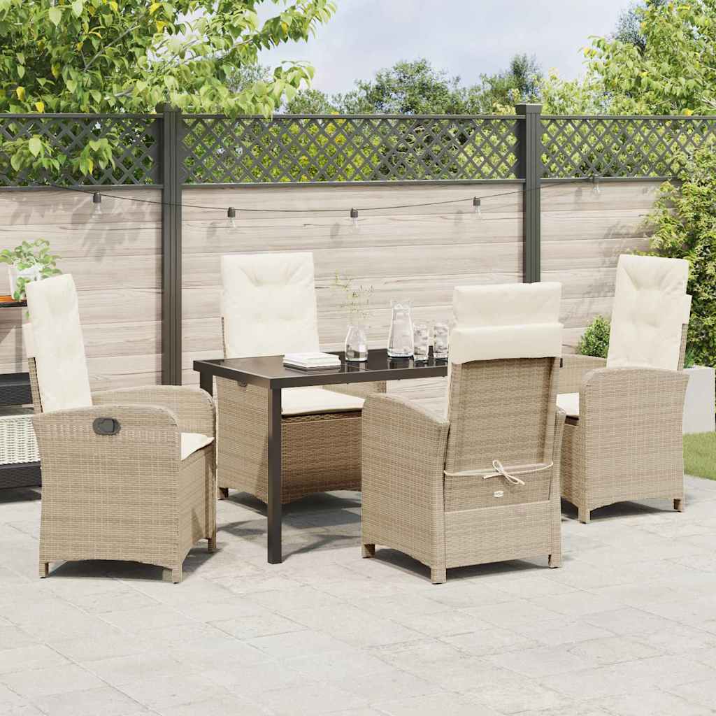 Set da Pranzo per Giardino 5 pcs Beige polyrattan - homemem39