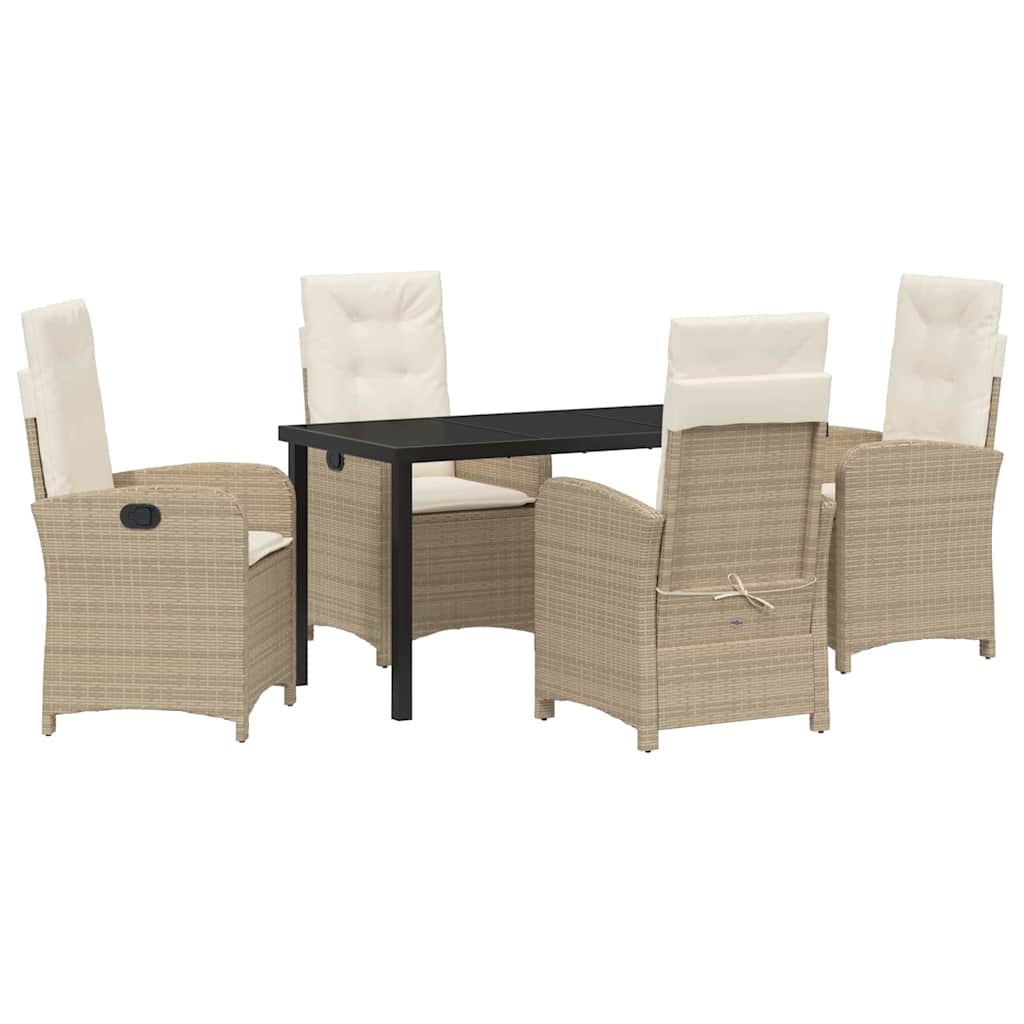 Set da Pranzo per Giardino 5 pcs Beige polyrattan - homemem39
