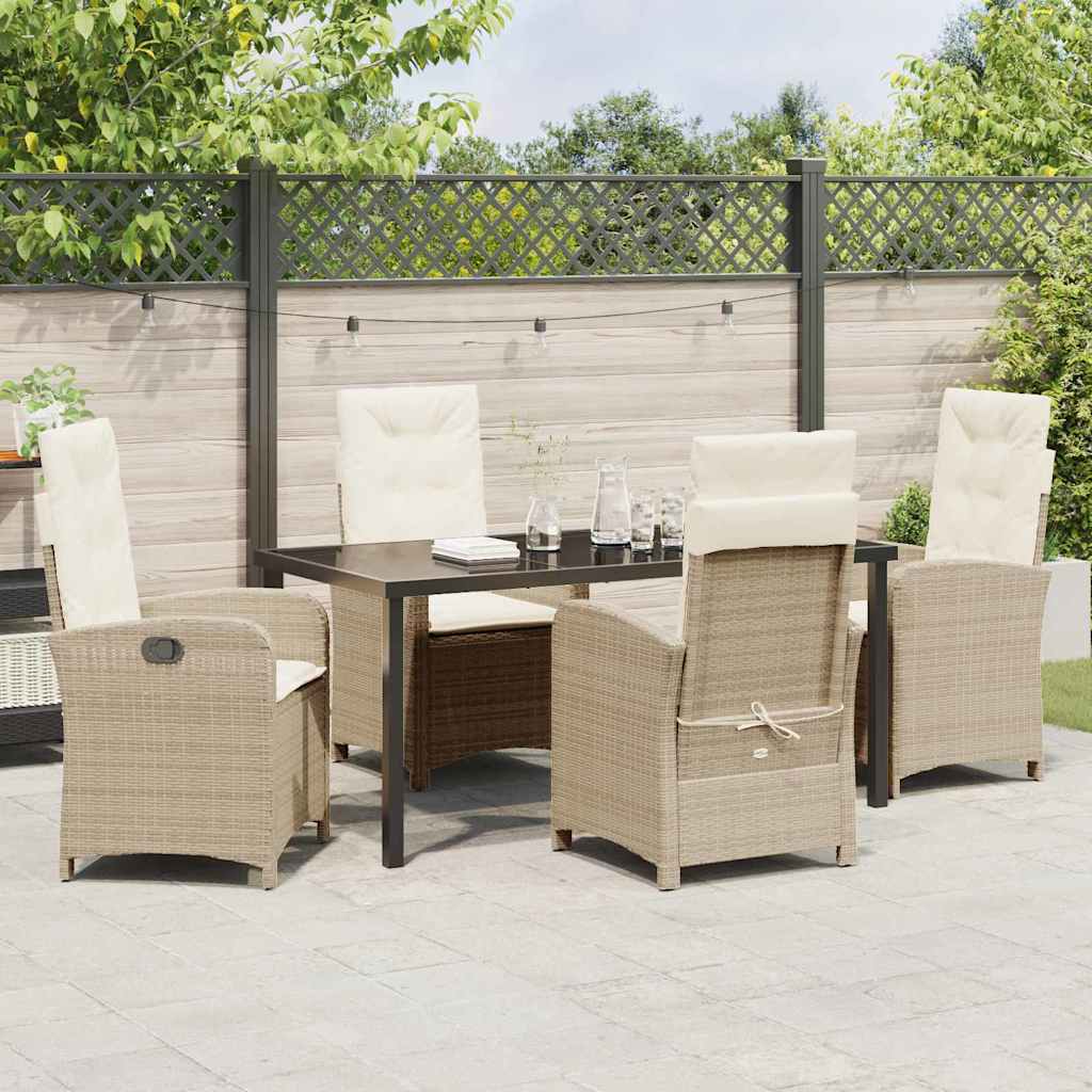 Set da Pranzo per Giardino 5 pcs Beige polyrattan - homemem39