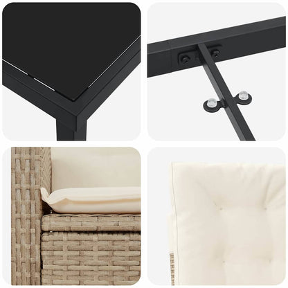 Set da Pranzo per Giardino 7 pcs Beige polyrattan - homemem39