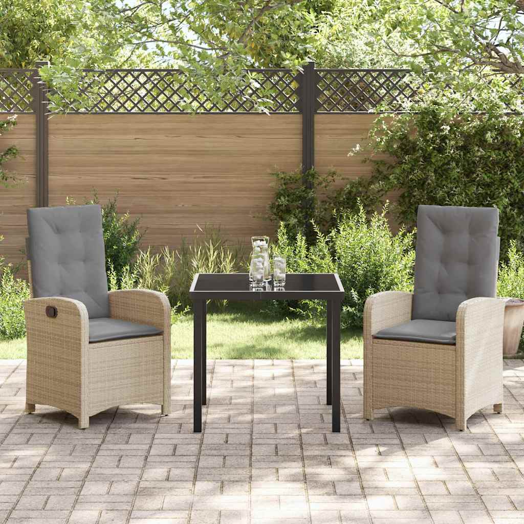 Set da Pranzo per Giardino 3 pcs Beige polyrattan - homemem39