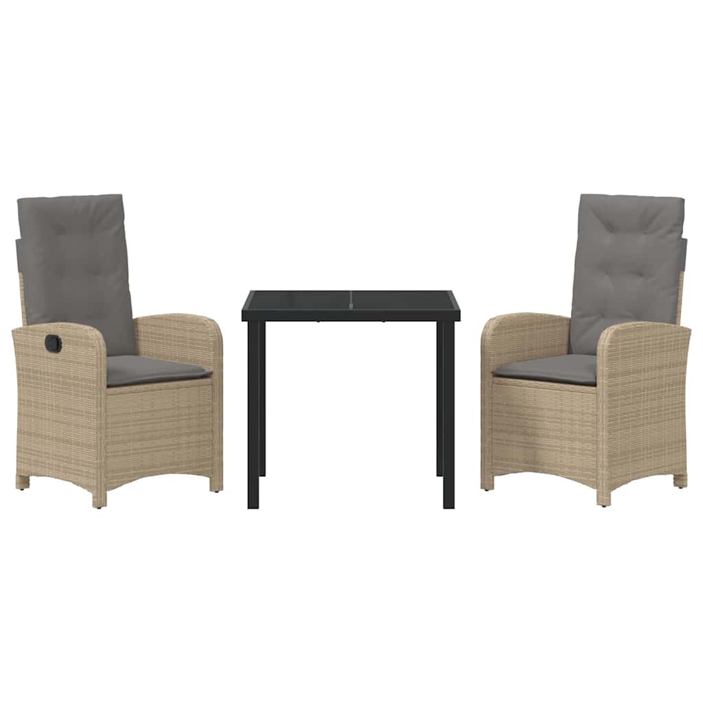 Set da Pranzo per Giardino 3 pcs Beige polyrattan - homemem39