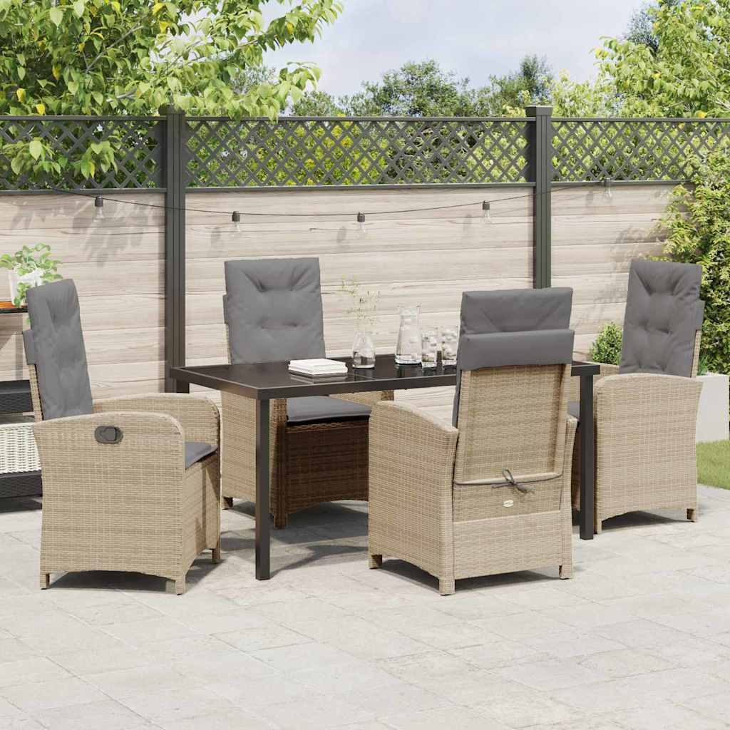 Set da Pranzo per Giardino 5 pcs Beige polyrattan - homemem39