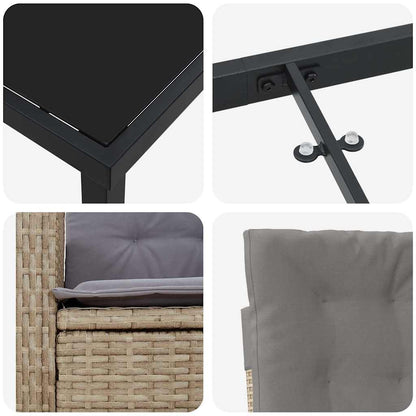 Set da Pranzo per Giardino 7 pcs Beige polyrattan - homemem39