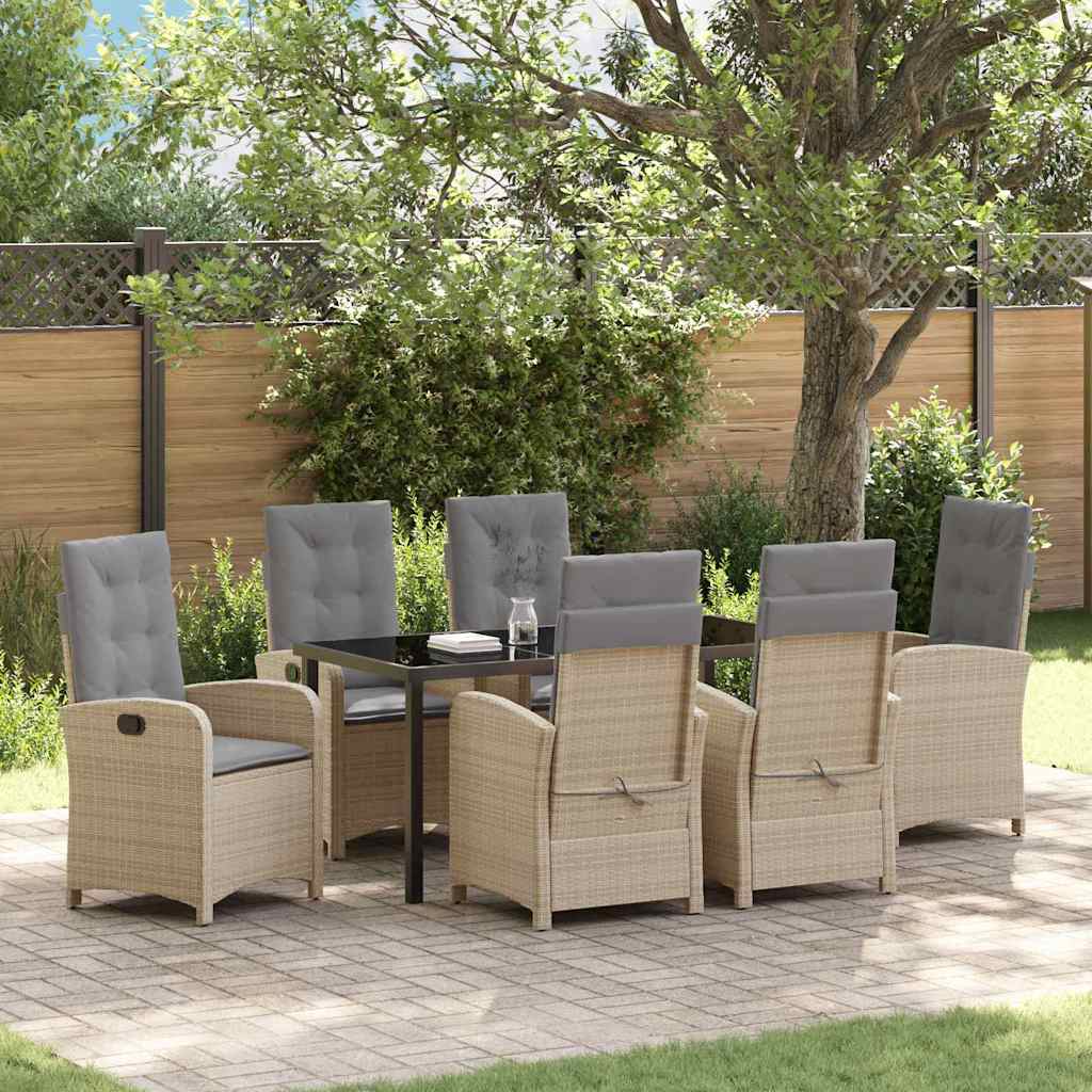 Set da Pranzo per Giardino 7 pcs Beige polyrattan - homemem39