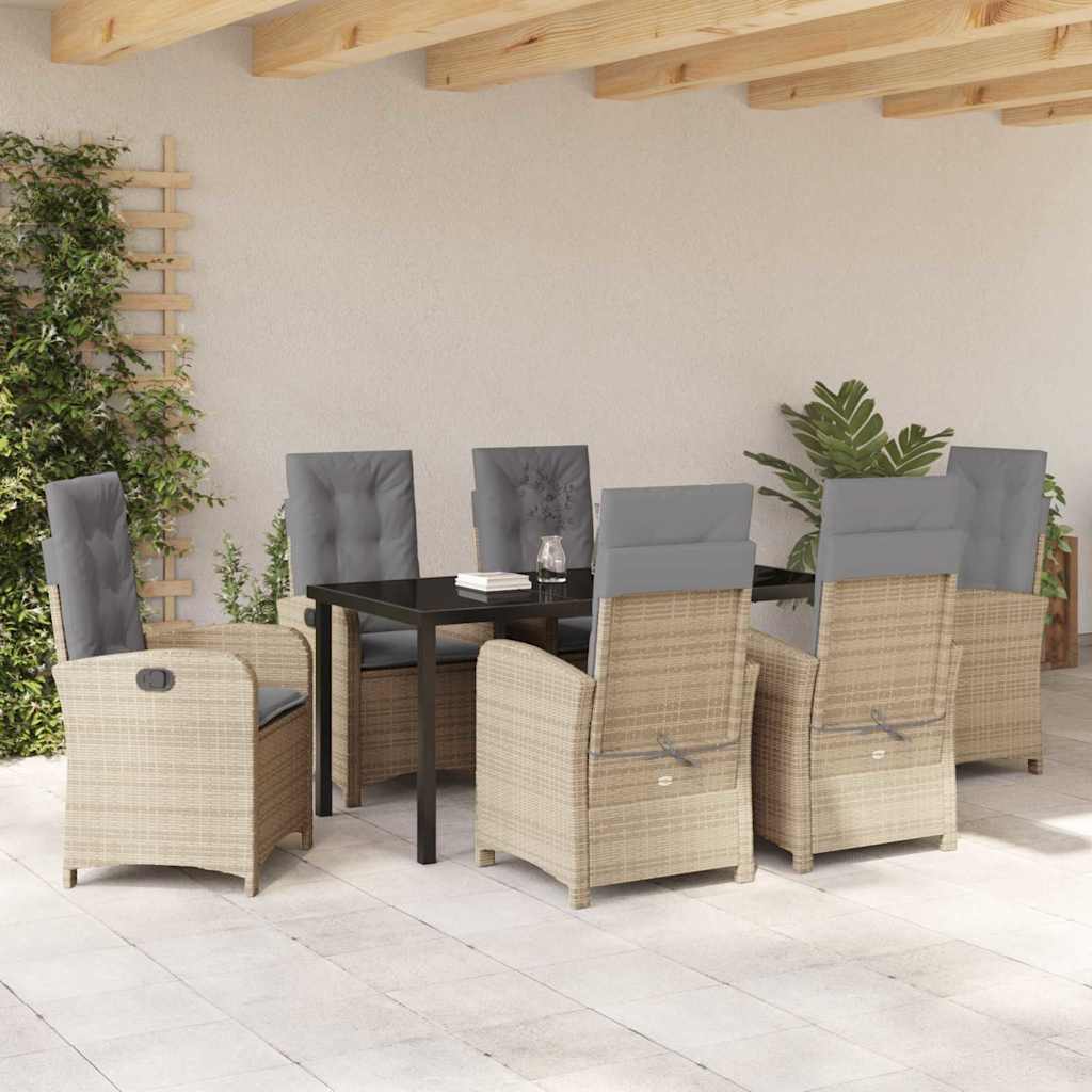 Set da Pranzo per Giardino 7 pcs Beige polyrattan - homemem39
