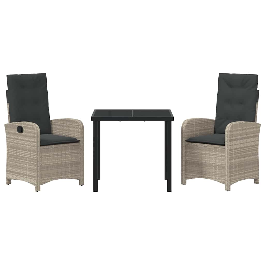 Set da Pranzo per Giardino 3 pcs Grigio chiaro polyrattan - homemem39