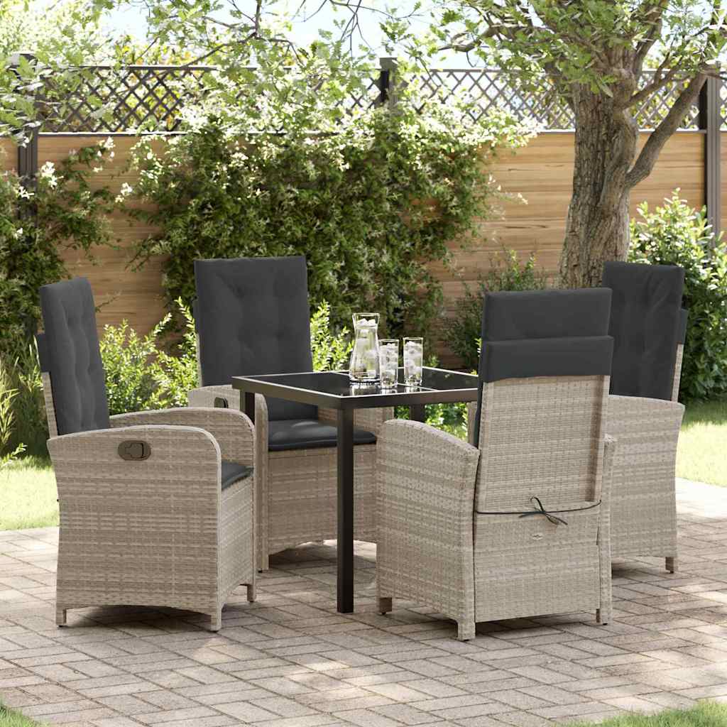 Set da Pranzo per Giardino 5 pcs Grigio chiaro polyrattan - homemem39