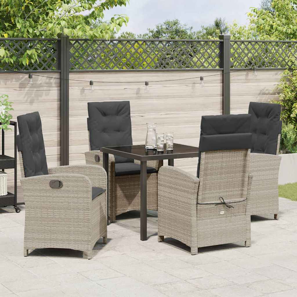 Set da Pranzo per Giardino 5 pcs Grigio chiaro polyrattan - homemem39