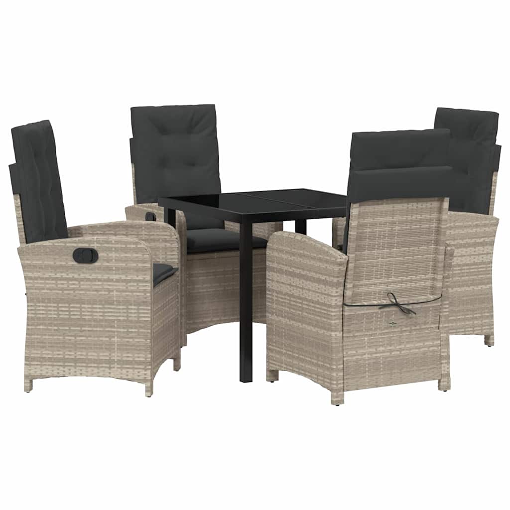 Set da Pranzo per Giardino 5 pcs Grigio chiaro polyrattan - homemem39