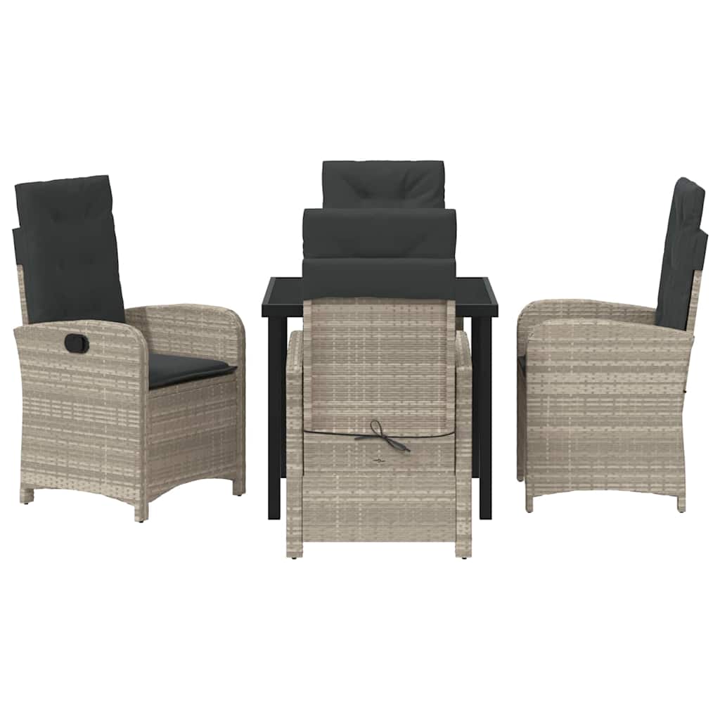 Set da Pranzo per Giardino 5 pcs Grigio chiaro polyrattan - homemem39