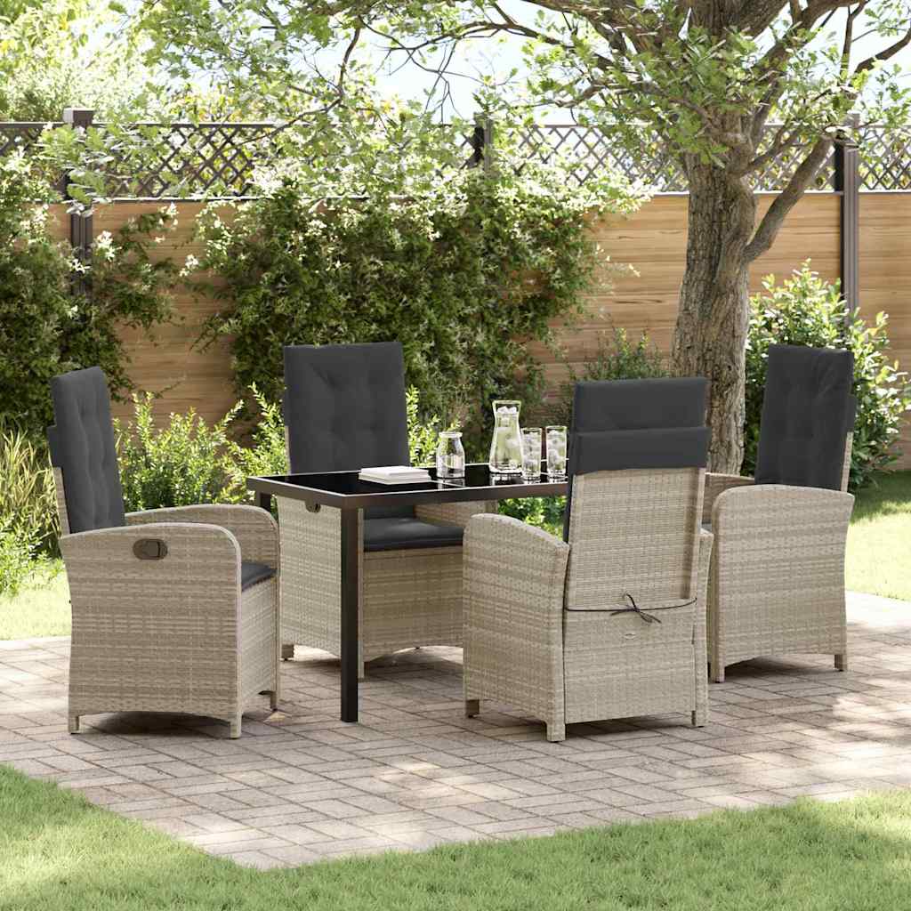 Set da Pranzo per Giardino 5 pcs Grigio chiaro polyrattan - homemem39