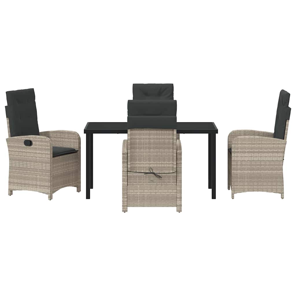 Set da Pranzo per Giardino 5 pcs Grigio chiaro polyrattan - homemem39