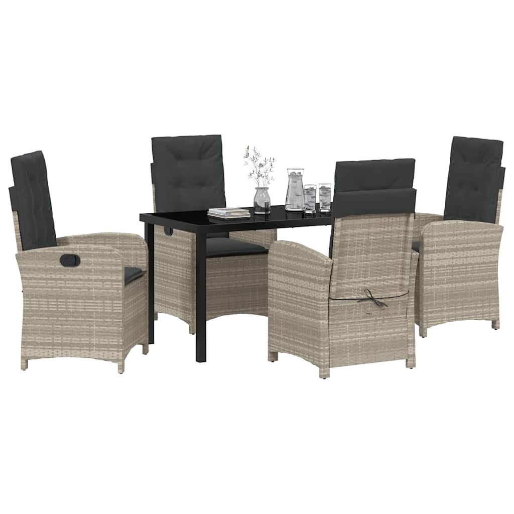 Set da Pranzo per Giardino 5 pcs Grigio chiaro polyrattan - homemem39