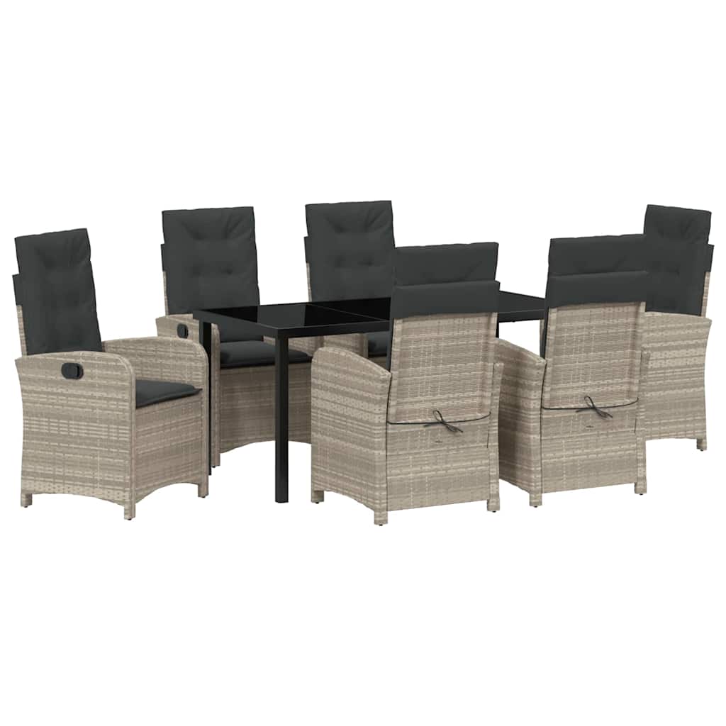 Set da Pranzo per Giardino 7 pcs Grigio chiaro polyrattan - homemem39