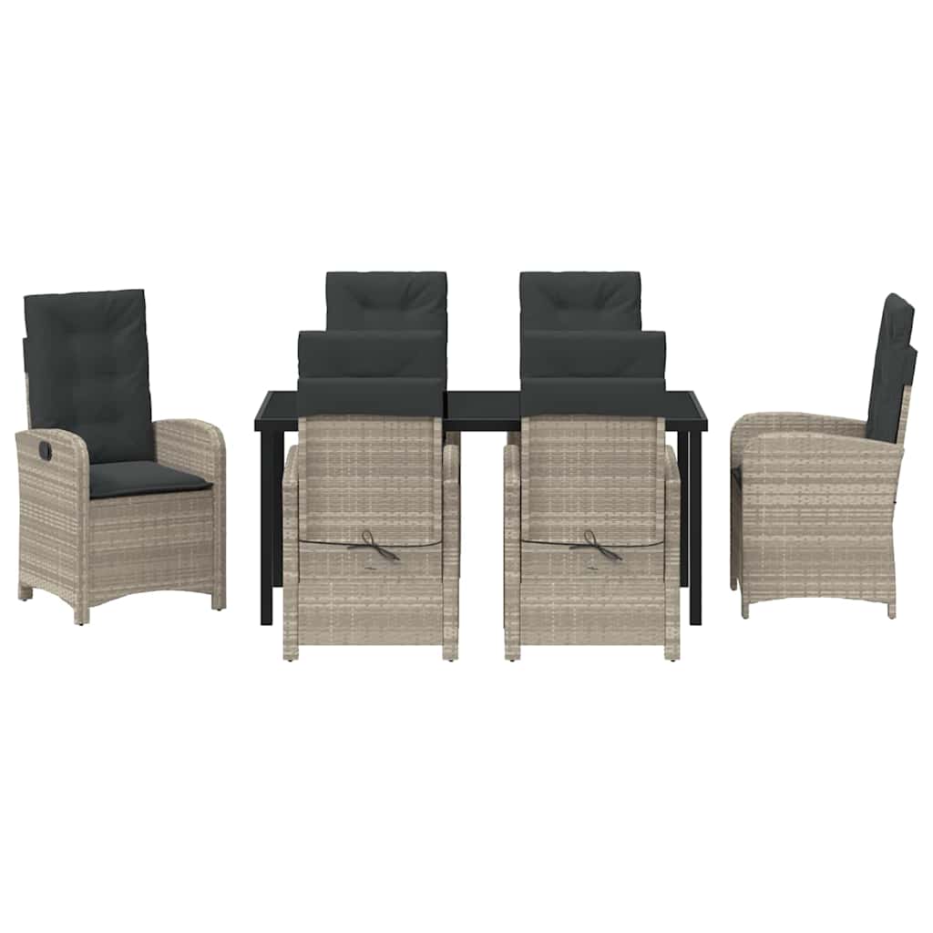 Set da Pranzo per Giardino 7 pcs Grigio chiaro polyrattan - homemem39