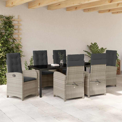 Set da Pranzo per Giardino 7 pcs Grigio chiaro polyrattan | homemem39
