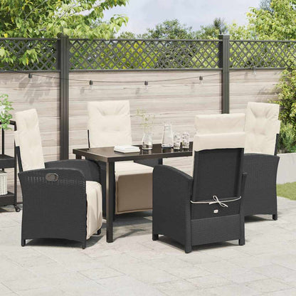 Set da Pranzo per Giardino 5 pcs Nero polyrattan - homemem39