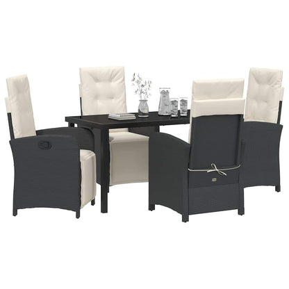 Set da Pranzo per Giardino 5 pcs Nero polyrattan - homemem39